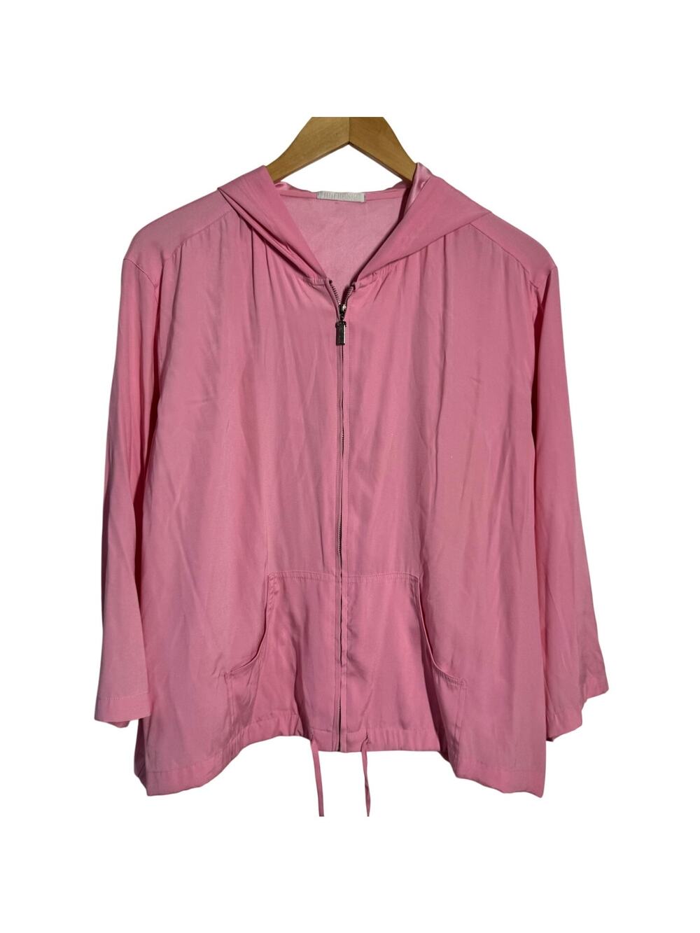 Mifresia Silk Light Weight Spring Full Zip Jacket Women L Pink Preppy Casual